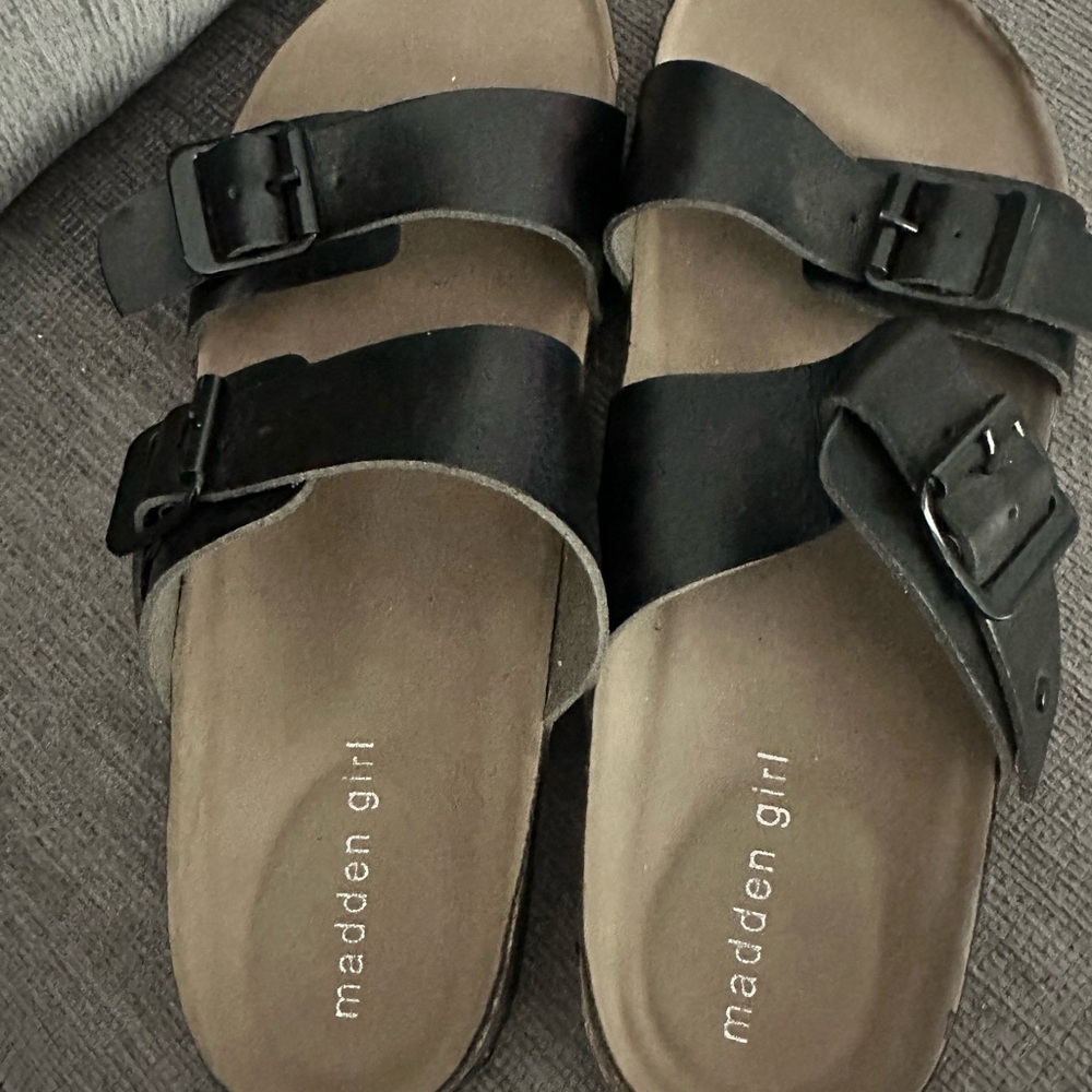 Madden Girl Black Buckle Sandals